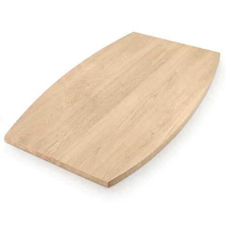Eiken tafelblad - half ovaal / ellips - 2,7 cm dik - foutvrij eikenhout (A/B) - verlijmd, brede lamel (9-12 cm) - 27 mm