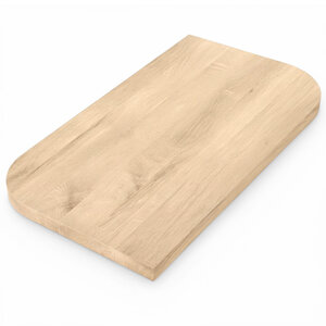 Eiken tafelblad - diagonaal rond-haaks - op maat - 4 cm - foutvrij - brede lamel Eiken tafelblad - diagonaal rond-haaks - op maat - 4 cm - foutvrij - brede lamel
