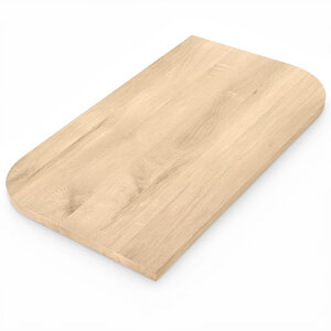Eiken tafelblad - diagonaal rond-haaks - op maat - 2,7 cm - foutvrij - brede lamel Eiken tafelblad - diagonaal rond-haaks - op maat - 2,7 cm - foutvrij - brede lamel