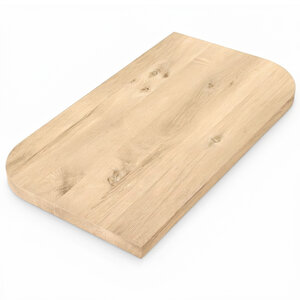 Eiken tafelblad - diagonaal rond-haaks - op maat - 4 cm - rustiek - brede lamel Eiken tafelblad - diagonaal rond-haaks - op maat - 4 cm - rustiek - brede lamel