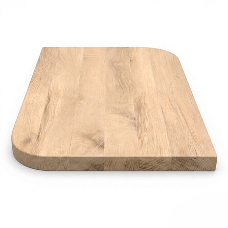 Eiken tafelblad - diagonaal rond-haaks - op maat - 4 cm dik - foutvrij eikenhout (A/B) - verlijmd, brede lamel (9-12 cm) - 40 mm