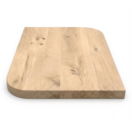 Eiken tafelblad - diagonaal rond-haaks - op maat - 4 cm dik - rustiek eikenhout (B/C) - verlijmd, brede lamel (9-12 cm) - 40 mm Eiken tafelblad - diagonaal rond-haaks - op maat - 4 cm dik - rustiek eikenhout (B/C) - verlijmd, brede lamel (9-12 cm) - 40 mm