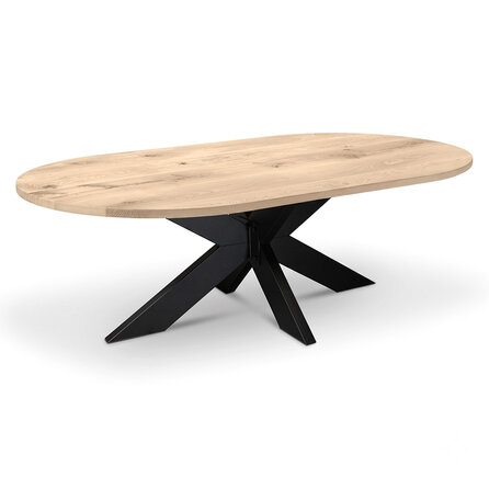 Eiken eettafel - met halve cirkel uiteinden - 2,7 cm dik - capsule eiken tafel van rustiek eikenhout (B/C) met brede lamel - 27 mm Eiken eettafel - met halve cirkel uiteinden - 2,7 cm dik - capsule eiken tafel van rustiek eikenhout (B/C) met brede lamel - 27 mm
