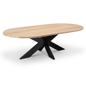 Eiken eettafel - halve cirkel - 2,7 cm - foutvrij - met brede lamel Eiken eettafel - halve cirkel - 2,7 cm - foutvrij - met brede lamel