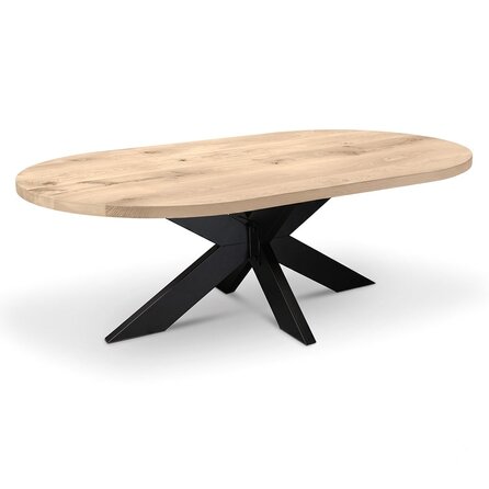 Eiken eettafel - met halve cirkel uiteinden - op maat - 4 cm dik - capsule eiken tafel van rustiek eikenhout (B/C) met brede lamel - 40 mm Eiken eettafel - met halve cirkel uiteinden - op maat - 4 cm dik - capsule eiken tafel van rustiek eikenhout (B/C) met brede lamel - 40 mm