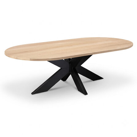 Eiken eettafel - met halve cirkel uiteinden - op maat - 2,7 cm dik - capsule eiken tafel van foutvrij eikenhout (A/B) met brede lamel - 27 mm Eiken eettafel - met halve cirkel uiteinden - op maat - 2,7 cm dik - capsule eiken tafel van foutvrij eikenhout (A/B) met brede lamel - 27 mm
