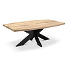 Eiken eettafel - half ovaal - 4 cm dik - half ovale eiken tafel van rustiek eikenhout (B/C) met brede lamel - 40 mm