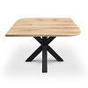 Eiken eettafel - diagonaal rond-haaks - vierkant - 2,7 cm dik - vierkante eiken tafel van rustiek eikenhout (B/C) met brede lamel - 27 mm Eiken eettafel - diagonaal rond-haaks - vierkant - 2,7 cm dik - vierkante eiken tafel van rustiek eikenhout (B/C) met brede lamel - 27 mm