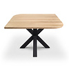 Eiken eettafel - diagonaal rond-haaks - vierkant - 2,7 cm dik - vierkante eiken tafel van foutvrij eikenhout (A/B) met brede lamel - 27 mm Eiken eettafel - diagonaal rond-haaks - vierkant - 2,7 cm dik - vierkante eiken tafel van foutvrij eikenhout (A/B) met brede lamel - 27 mm