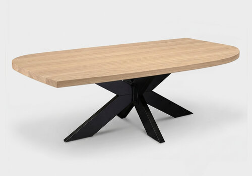 Eiken tafel - diagonaal rond-haaks Alle diagonaal rond-haakse eiken tafels van EIKENvakman.nl - unieke eettafels & salontafels met speelse vormgeving rustiek & foutvrij eikenhout - altijd op maat!
