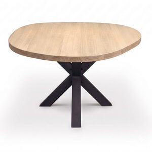 Eiken eettafel - organisch - rond - 4 cm - foutvrij - met brede lamel