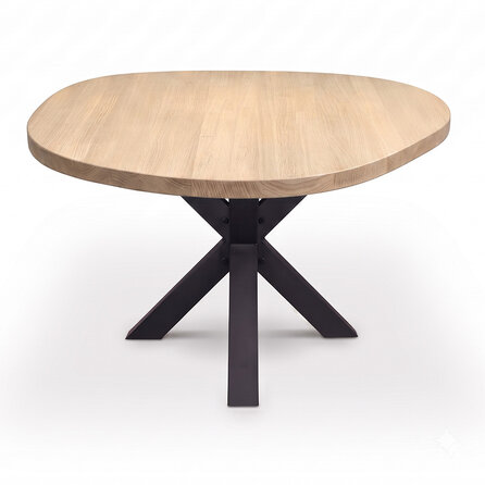 Eiken eettafel - organisch - rond - 4 cm dik - ronde eiken tafel van foutvrij eikenhout (A/B) met brede lamel - 40 mm Eiken eettafel - organisch - rond - 4 cm dik - ronde eiken tafel van foutvrij eikenhout (A/B) met brede lamel - 40 mm