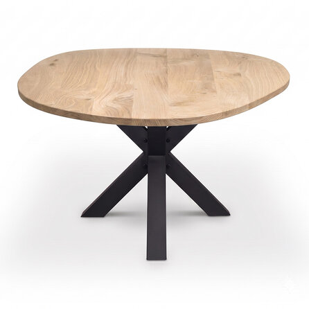 Eiken eettafel - organisch - rond - 2,7 cm dik - ronde eiken tafel van rustiek eikenhout (B/C) met brede lamel - 27 mm Eiken eettafel - organisch - rond - 2,7 cm dik - ronde eiken tafel van rustiek eikenhout (B/C) met brede lamel - 27 mm