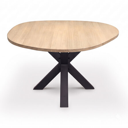 Eiken eettafel - organisch - rond - 2,7 cm dik - ronde eiken tafel van foutvrij eikenhout (A/B) met brede lamel - 27 mm Eiken eettafel - organisch - rond - 2,7 cm dik - ronde eiken tafel van foutvrij eikenhout (A/B) met brede lamel - 27 mm