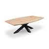 Eiken salontafel - half ovaal - 2,7 cm dik - half ovale eiken tafel van rustiek eikenhout (B/C) met brede lamel - 27 mm Eiken salontafel - half ovaal - 2,7 cm dik - half ovale eiken tafel van rustiek eikenhout (B/C) met brede lamel - 27 mm