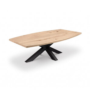 Eiken salontafel - half ovaal - 2,7 cm - rustiek - met brede lamel Eiken salontafel - half ovaal - 2,7 cm - rustiek - met brede lamel