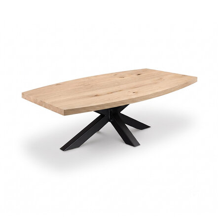 Eiken salontafel - half ovaal - 4 cm dik - half ovale eiken tafel van rustiek eikenhout (B/C) met brede lamel - 40 mm Eiken salontafel - half ovaal - 4 cm dik - half ovale eiken tafel van rustiek eikenhout (B/C) met brede lamel - 40 mm