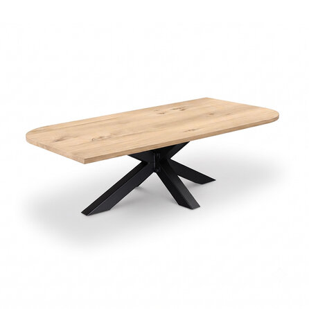 Eiken salontafel - diagonaal rond-haaks - 2,7 cm dik - eiken tafel van rustiek eikenhout (B/C) met brede lamel - 27 mm Eiken salontafel - diagonaal rond-haaks - 2,7 cm dik - eiken tafel van rustiek eikenhout (B/C) met brede lamel - 27 mm