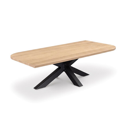 Eiken salontafel - diagonaal rond-haaks - op maat - 2,7 cm dik - eiken tafel van foutvrij eikenhout (A/B) met brede lamel - 27 mm Eiken salontafel - diagonaal rond-haaks - op maat - 2,7 cm dik - eiken tafel van foutvrij eikenhout (A/B) met brede lamel - 27 mm