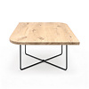 Eiken salontafel - diagonaal rond-haaks - vierkant - 2,7 cm dik - vierkante eiken tafel van rustiek eikenhout (B/C) met brede lamel - 27 mm Eiken salontafel - diagonaal rond-haaks - vierkant - 2,7 cm dik - vierkante eiken tafel van rustiek eikenhout (B/C) met brede lamel - 27 mm