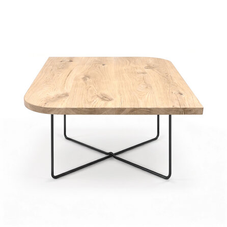 Eiken salontafel - diagonaal rond-haaks - vierkant - 2,7 cm dik - vierkante eiken tafel van rustiek eikenhout (B/C) met brede lamel - 27 mm Eiken salontafel - diagonaal rond-haaks - vierkant - 2,7 cm dik - vierkante eiken tafel van rustiek eikenhout (B/C) met brede lamel - 27 mm