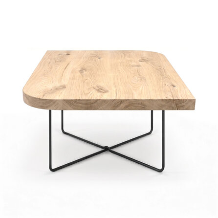 Eiken salontafel - diagonaal rond-haaks - vierkant - 4 cm dik - vierkante eiken tafel van rustiek eikenhout (B/C) met brede lamel - 40 mm Eiken salontafel - diagonaal rond-haaks - vierkant - 4 cm dik - vierkante eiken tafel van rustiek eikenhout (B/C) met brede lamel - 40 mm