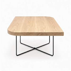 Eiken salontafel - diagonaal rond-haaks - vierkant - 4 cm - foutvrij - met brede lamel Eiken salontafel - diagonaal rond-haaks - vierkant - 4 cm - foutvrij - met brede lamel