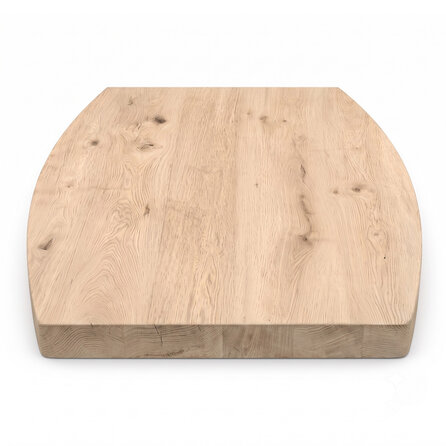 Eiken tafelblad - half ovaal / ellips - 4 cm dik - rustiek eikenhout (B/C) - verlijmd, brede lamel (9-12 cm) - 40 mm