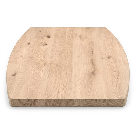 Eiken tafelblad - half ovaal / ellips - 2,7 cm dik - rustiek eikenhout (B/C) - verlijmd, brede lamel (9-12 cm) - 27 mm