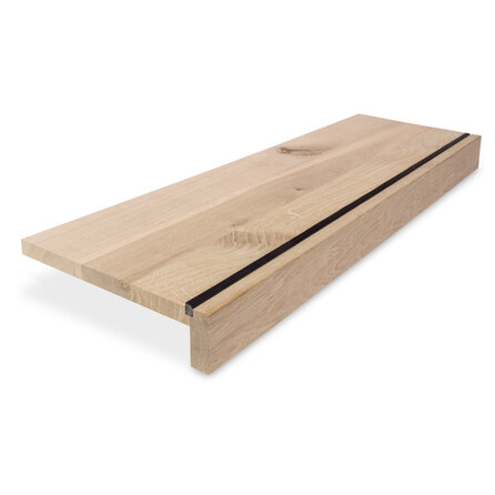 Eiken overzettrede - op maat - 2 cm dik - met neus van 7 cm hoog - rustiek eikenhout (B/C) - verlijmde overzet traptrede - 20 mm Eiken overzettrede - op maat - 2 cm dik - met neus van 7 cm hoog - rustiek eikenhout (B/C) - verlijmde overzet traptrede - 20 mm