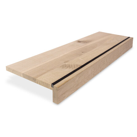 Eiken overzettrede - op maat - 2 cm dik - met neus van 7,5 cm hoog - rustiek eikenhout (B/C) - verlijmde overzet traptrede - 20 mm Eiken overzettrede - op maat - 2 cm dik - met neus van 7,5 cm hoog - rustiek eikenhout (B/C) - verlijmde overzet traptrede - 20 mm