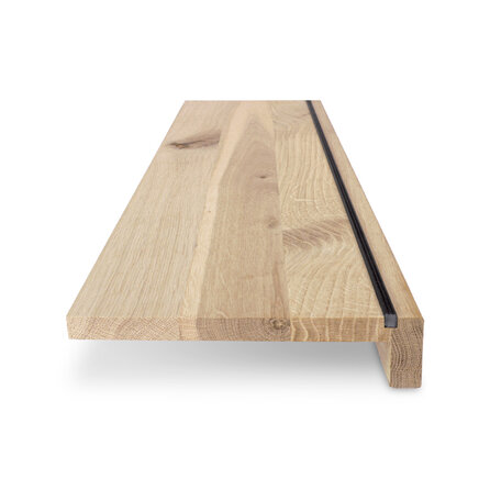 Eiken overzettrede - op maat - 2 cm dik - met neus van 7,5 cm hoog - rustiek eikenhout (B/C) - verlijmde overzet traptrede - 20 mm Eiken overzettrede - op maat - 2 cm dik - met neus van 7,5 cm hoog - rustiek eikenhout (B/C) - verlijmde overzet traptrede - 20 mm