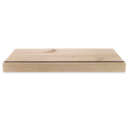 Eiken overzettrede - op maat - 2 cm dik - met neus van 7,5 cm hoog - rustiek eikenhout (B/C) - verlijmde overzet traptrede - 20 mm Eiken overzettrede - op maat - 2 cm dik - met neus van 7,5 cm hoog - rustiek eikenhout (B/C) - verlijmde overzet traptrede - 20 mm