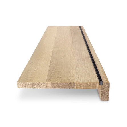 Eiken overzettrede - op maat - 2 cm dik - met neus van 8 cm hoog - foutvrij eikenhout (A/B) - verlijmde overzet traptrede - 20 mm Eiken overzettrede - op maat - 2 cm dik - met neus van 8 cm hoog - foutvrij eikenhout (A/B) - verlijmde overzet traptrede - 20 mm