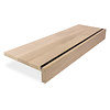 Eiken overzettrede - op maat - 2 cm dik - met neus van 7 cm hoog - foutvrij eikenhout (A/B) - verlijmde overzet traptrede - 20 mm Eiken overzettrede - op maat - 2 cm dik - met neus van 7 cm hoog - foutvrij eikenhout (A/B) - verlijmde overzet traptrede - 20 mm