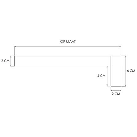 Eiken overzet vensterbank - op maat - 2 cm dik - met verlijmde 2x6 cm rand - rustiek eikenhout (B/C), verlijmd - 20 mm