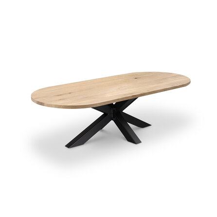 Eiken salontafel - met halve cirkel uiteinden - 2,7 cm dik - capsule eiken tafel van rustiek eikenhout (B/C) met brede lamel - 27 mm Eiken salontafel - met halve cirkel uiteinden - 2,7 cm dik - capsule eiken tafel van rustiek eikenhout (B/C) met brede lamel - 27 mm