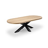 Eiken salontafel - met halve cirkel uiteinden - 4 cm dik - capsule eiken tafel van foutvrij eikenhout (A/B) met brede lamel - 40 mm