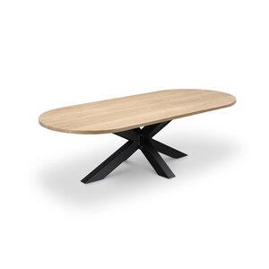 Eiken salontafel - halve cirkel - 2,7 cm - foutvrij - met brede lamel Eiken salontafel - halve cirkel - 2,7 cm - foutvrij - met brede lamel