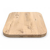 Eiken tafelblad - vierkant - ronde hoeken - 4 cm dik - rustiek eikenhout (B/C) - verlijmd, brede lamel (9-12 cm) - 40 mm Eiken tafelblad - vierkant - ronde hoeken - 4 cm dik - rustiek eikenhout (B/C) - verlijmd, brede lamel (9-12 cm) - 40 mm
