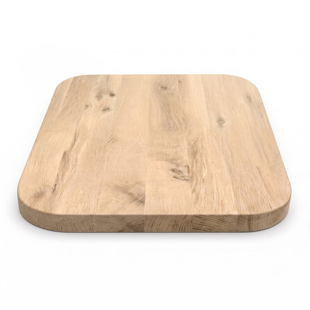 Eiken tafelblad - vierkant - ronde hoeken - 4 cm dik - rustiek eikenhout (B/C) - verlijmd, brede lamel (9-12 cm) - 40 mm Eiken tafelblad - vierkant - ronde hoeken - 4 cm dik - rustiek eikenhout (B/C) - verlijmd, brede lamel (9-12 cm) - 40 mm