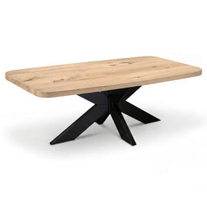 Eiken eettafel - ronde hoeken - 4 cm - rustiek - met brede lamel