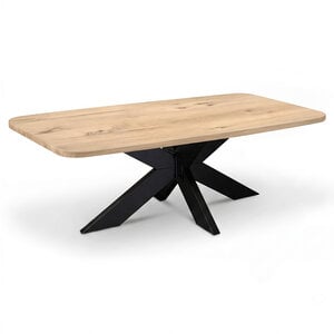 Eiken eettafel - ronde hoeken - 2,7 cm - rustiek - met brede lamel