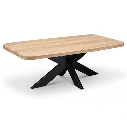 Eiken eettafel - ronde hoeken - 4 cm dik - eiken tafel van foutvrij eikenhout (A/B) met brede lamel - 40 mm Eiken eettafel - ronde hoeken - 4 cm dik - eiken tafel van foutvrij eikenhout (A/B) met brede lamel - 40 mm