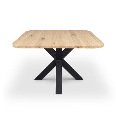 Eiken eettafel - ronde hoeken - vierkant - 2,7 cm dik - eiken tafel van rustiek eikenhout (B/C) met brede lamel - 27 mm Eiken eettafel - ronde hoeken - vierkant - 2,7 cm dik - eiken tafel van rustiek eikenhout (B/C) met brede lamel - 27 mm