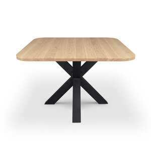 Eiken eettafel - ronde hoeken - vierkant - 2,7 cm - foutvrij - met brede lamel Eiken eettafel - ronde hoeken - vierkant - 2,7 cm - foutvrij - met brede lamel