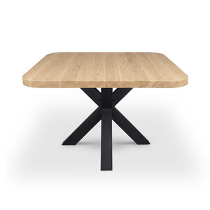 Eiken eettafel - ronde hoeken - vierkant - 4 cm - foutvrij - met brede lamel Eiken eettafel - ronde hoeken - vierkant - 4 cm - foutvrij - met brede lamel