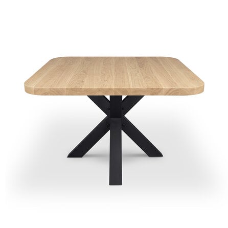 Eiken eettafel - ronde hoeken - vierkant - 4 cm dik - eiken tafel van foutvrij eikenhout (A/B) met brede lamel - 40 mm Eiken eettafel - ronde hoeken - vierkant - 4 cm dik - eiken tafel van foutvrij eikenhout (A/B) met brede lamel - 40 mm