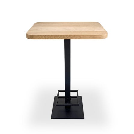 Eiken bartafel - ronde hoeken - vierkant - 4 cm dik - vierkante eiken bar-/sta (horeca) tafel van foutvrij eikenhout (A/B) met brede lamel - 40 mm