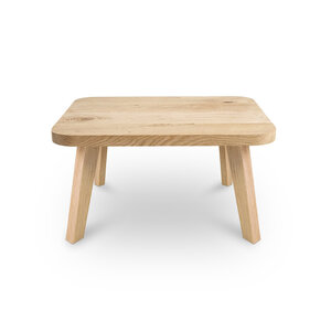 Eiken salontafel - ronde hoeken - vierkant - 4 cm - rustiek - met brede lamel Eiken salontafel - ronde hoeken - vierkant - 4 cm - rustiek - met brede lamel